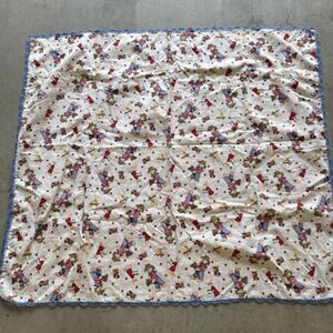 Vintage Handmade Cowboy Bear‎ Baby Blanket Light Crib Quilt 36” X 41” Scalloped